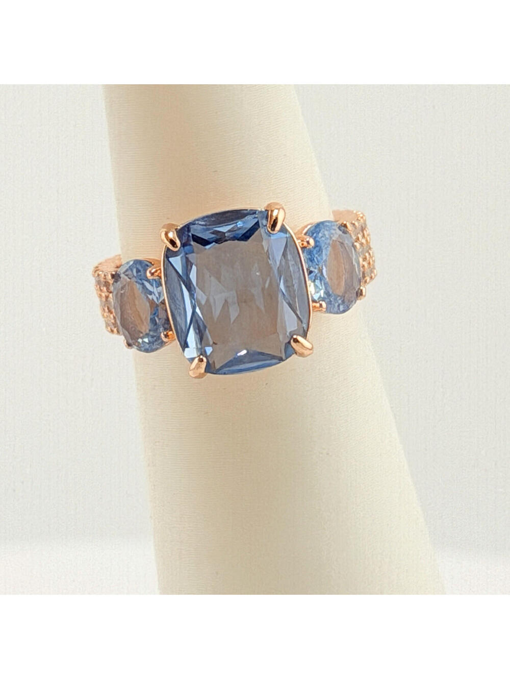 Bomb Party Ring Sz 7 "Can't Live Without You" Aquamarine on Rose Gold RG14547